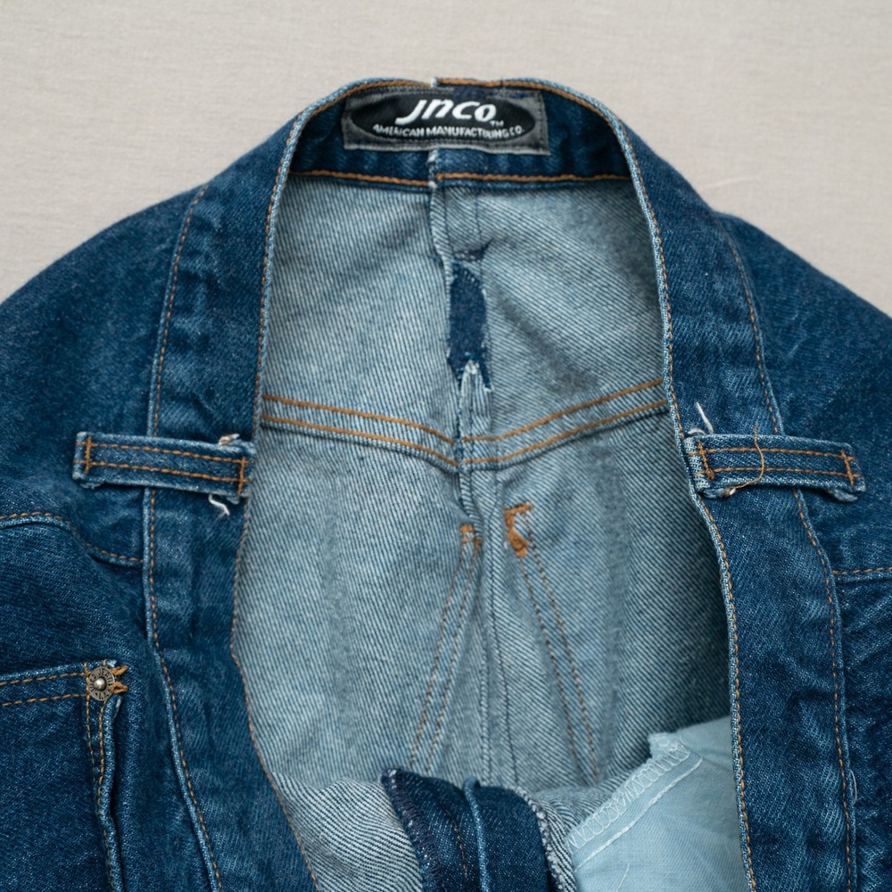 Vintage JNCO Dark Wash Denim Mega Baggy Jeans 13.5 Leg Opening Modified Pants 38 - Picture 7 of 10